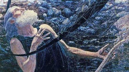 Ahnung. Carlos Schwabe: Der Tod und der Totengräber, 1895