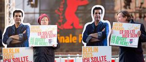 Er hätte dort sein dürfen sollen: Das iranische Regime lässt Jafar Panahi nicht ins Ausland reisen, wie hier von Berlinale-Besuchern gefordert. Doch es gibt sanfte Anzeichen eines Einlenkens. 