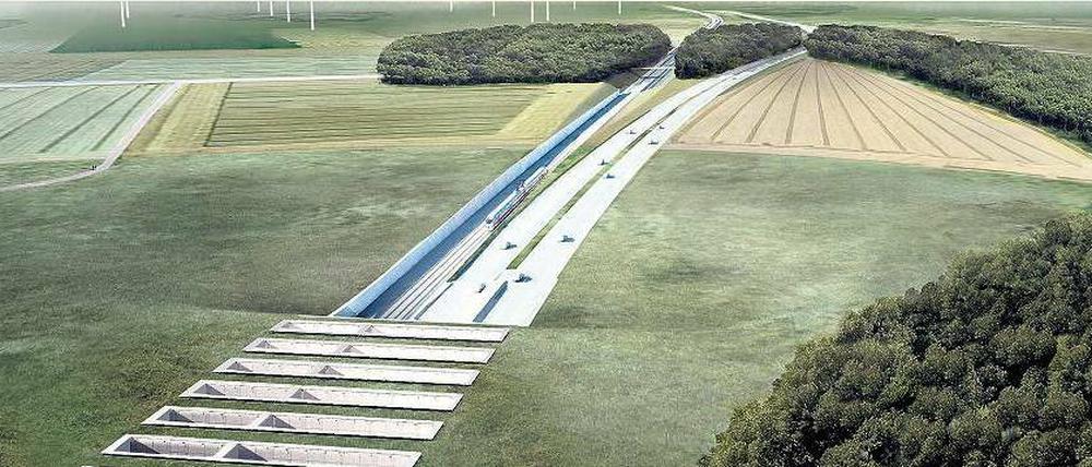 Die Computergrafik zeigt den Eingang den Fehmarnbelttunnels auf deutscher Seite.
