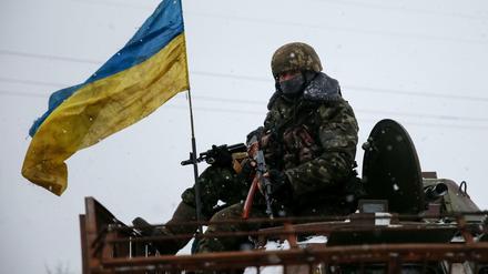 Ukrainische Soldaten bei Debalzewe. Die Stadt ist weiterhin umkämpft.