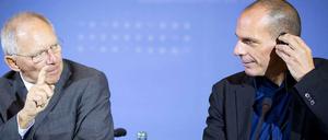 Uneins. Die Finanzminister von Deutschland und Griechenland, Wolfgang Schäuble und Yanis Varoufakis.