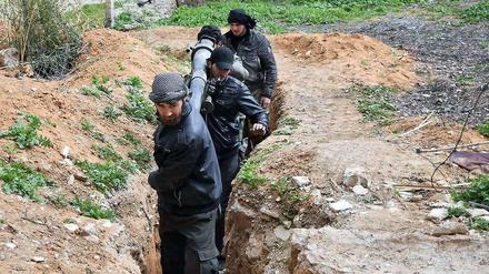 Kämpfer der Freien Syrischen Armee östlich von Damaskus.