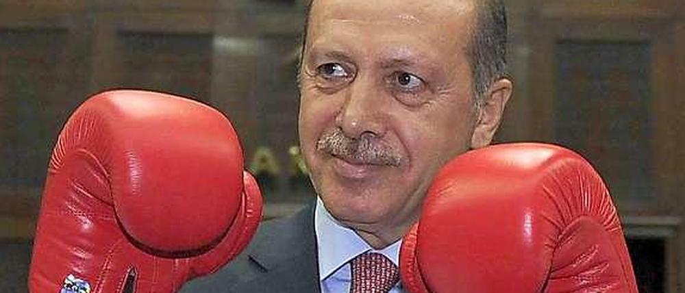 Muss Erdogan bald mit Boxhandschuhen ins Parlament in Ankara? Dort haben sich die Abgeordneten erneut eine Prügelei geliefert.