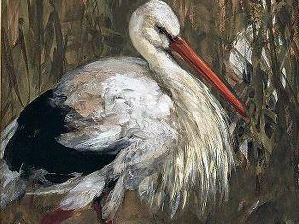 Adolph Menzel. Der Storch im Schilf, 1863–1883.