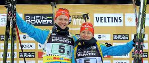 Die ukrainischen Biathleten Walentina Semerenko und Sergei Semenow.