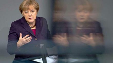 Bundeskanzlerin Angela Merkel (CDU) bei ihrer Regierungserklärung am Donnerstag im Bundestag.