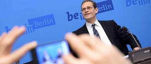 Michael Müller bei der Pressekonferenz nach der Senatssitzung. Offenbar will der neue Regierende Bürgermeister, dass Jörg Marks neuer BER-Chef wird.