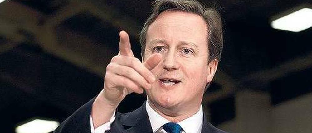 Fingerzeig Richtung Brüssel. David Cameron bei seiner Rede am Freitag in Rochester.