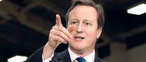 Fingerzeig Richtung Brüssel. David Cameron bei seiner Rede am Freitag in Rochester.