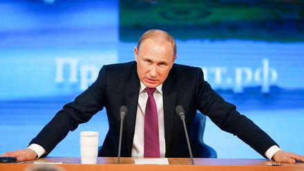 Wladimir Putin bei der Jahrespressekonferenz.