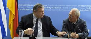 Besuch in Berlin. Der griechische Vize-Premier Evangelos Venizelos (links) und Finanzminister Wolfgang Schäuble.