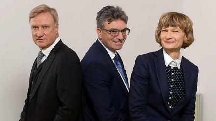 Treffen im "Tagesspiegel": Ole von Beust (CDU) aus Hamburg, Dieter Salomon (Grüne) aus Freiburg und Barbara Ludwig (SPD) aus Chemnitz.
