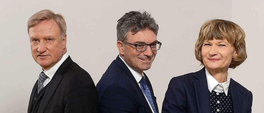 Treffen im "Tagesspiegel": Ole von Beust (CDU) aus Hamburg, Dieter Salomon (Grüne) aus Freiburg und Barbara Ludwig (SPD) aus Chemnitz.