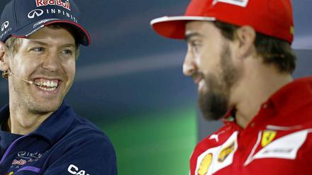 Bald bin ich in rot und Du nicht mehr! Vettel (links) mit Alonso.