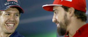Bald bin ich in rot und Du nicht mehr! Vettel (links) mit Alonso.