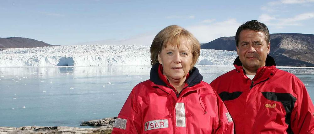 GroKo auf Reisen: Angela Merkel und Sigmar Gabriel bei ihrem Grönland-Besuch.
