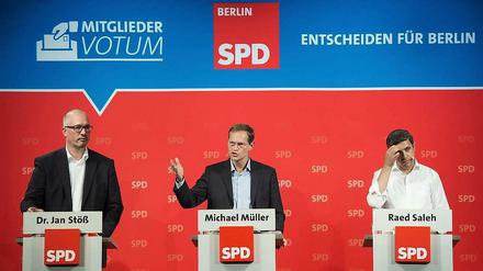 Die potenziellen Nachfolger von Wowereit: Jan Stöß (v.l.), Michael Müller und Raed Saleh.