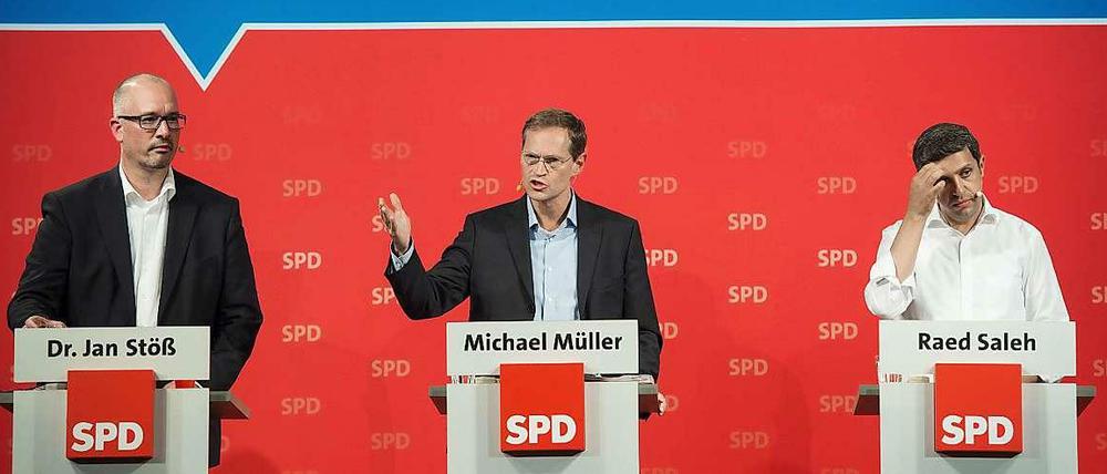 Die potenziellen Nachfolger von Wowereit: Jan Stöß (v.l.), Michael Müller und Raed Saleh.