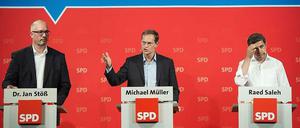 Die potenziellen Nachfolger von Wowereit: Jan Stöß (v.l.), Michael Müller und Raed Saleh.