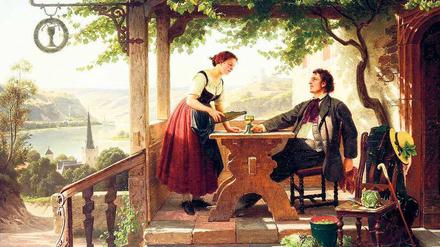 1864 malte Christian Eduard Böttcher (1818–1889) „Die Einkehr“. Der Bamberger Kunsthändler Gregor Freiherr von Seckendorff bietet sie nun zum Verkauf an.
