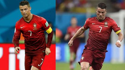 Ronaldo in der ersten Halbzeit und Ronaldo in der zweiten Halbzeit im Spiel gegen die USA in Manaus.