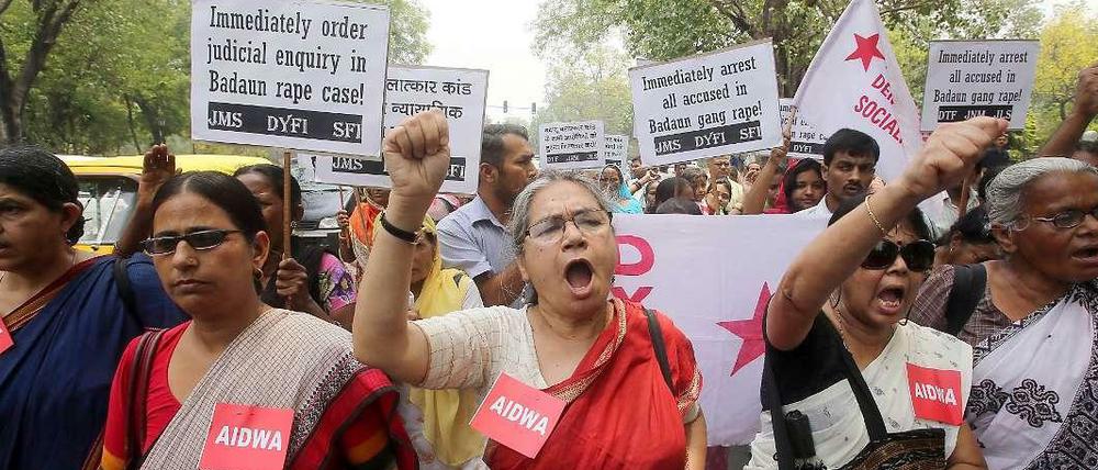 Aufschrei in Indien. Frauen demonstrierten am Sonnabend in Neu-Delhi.