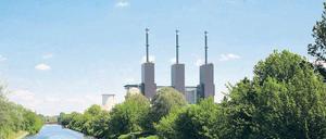 Südwestskyline. Mit dem Neubau ersetzt Vattenfall das mehr als 40 Jahre alte Kraftwerk am Teltowkanal.