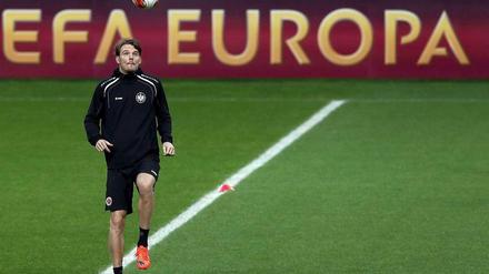 Frankfurts Alexander Meier war im Abschlusstraining gut drauf.