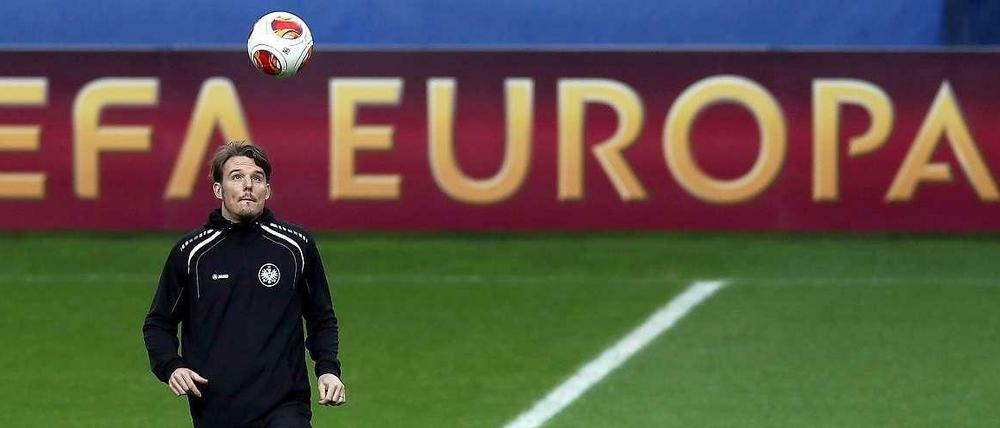 Frankfurts Alexander Meier war im Abschlusstraining gut drauf.