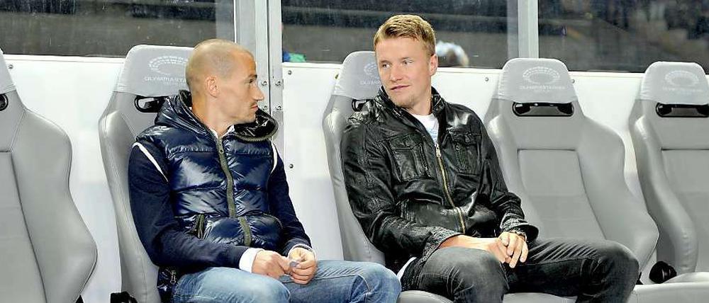 Rausgesessen. Peer Kluge (l.) und Maik Franz sind nicht mehr gut genug für die Bundesliga