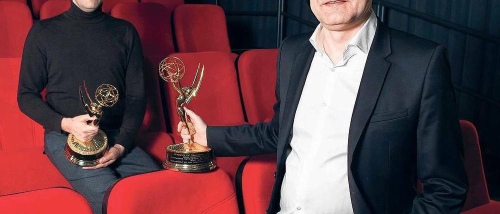 Ausgezeichnet. Thomas Schierl und Detlev Marpe sind für ihre Erfindungen mit dem Technik-Emmy geehrt worden. Foto: Georg Moritz