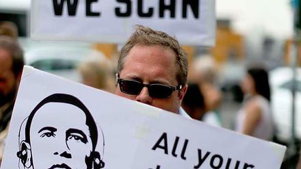 Protest gegen die Überwachungsmethoden durch die NSA.