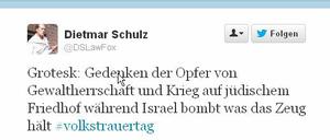 Der Pirat und Landtagsabgeordnete Dietmar Schulz problematisierte die Gleichzeitigkeit von Volkstrauertag und israelischer Offensive in Gaza.