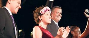 Bill de Blasio mit Sohn Dante, Tochter Chiara und seiner Frau Chirlane McCray.
