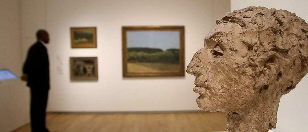 Ein Porträtkopf Alfred Flechtheims vom Künstler Hermann Haller im Museum Kunstpalast. Die Werke gehören zum Nachlass des Galeristen Alfred Flechtheim.