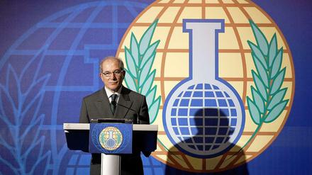 OPCW-Direktor Ahmet Uzumcu bei der Pressekonferenz zum Friedennobelpreis.
