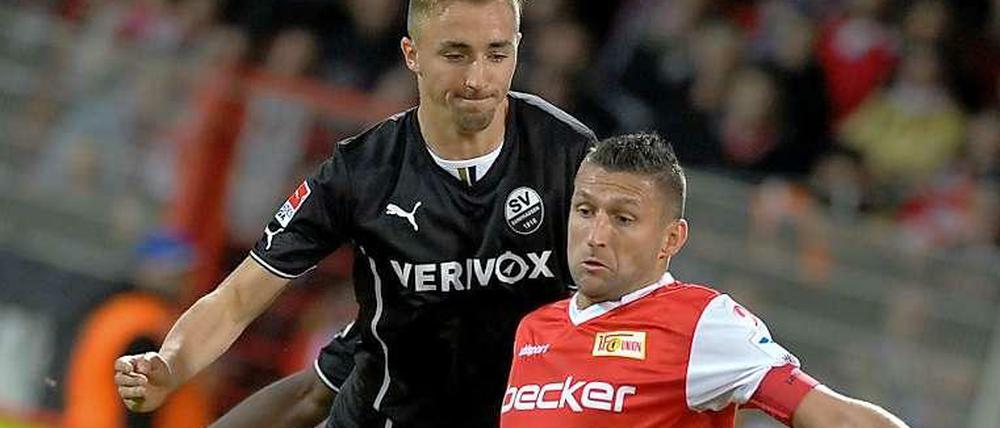 Happy birthday to me! Unions Kapitän Mattuschka schenkte sich und den Köpenickern einen Sieg und Sandhausen einen ein.