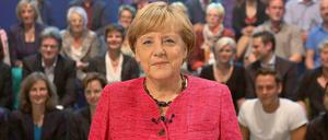 In der ARD-Wahlarena stellt sich Bundeskanzlerin Angela Merkel den Fragen der Studiogäste