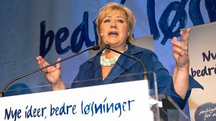 Wahlen in Norwegen: Die Konservative Erna Solberg kommt auf 96 der insgesamt 169 Sitze.