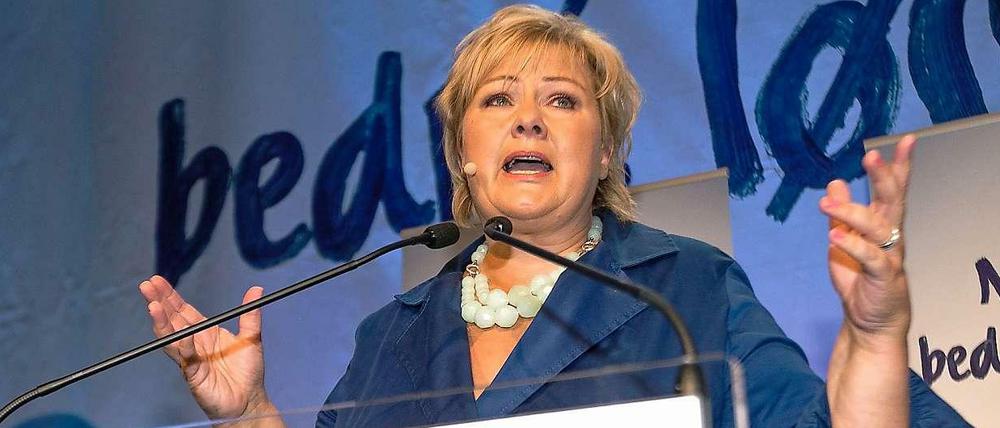 Wahlen in Norwegen: Die Konservative Erna Solberg kommt auf 96 der insgesamt 169 Sitze.