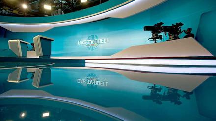 In diesem Studio werden die Kontrahenten Angela Merkel und Peer Steinbrück am Sonntagabend aufeinander treffen.