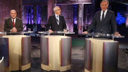 Gregor Gysi (Linke), Rainer Brüderle (FDP) und Jürgen Trittin (Grüne) im Dreikampf.