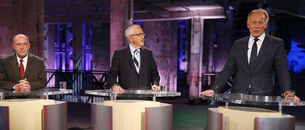 Gregor Gysi (Linke), Rainer Brüderle (FDP) und Jürgen Trittin (Grüne) im Dreikampf.