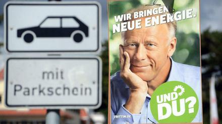 Wahlplakat mit Jürgen Trittin. Forsa sieht die Partei im Abwärtstrend.