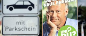 Wahlplakat mit Jürgen Trittin. Forsa sieht die Partei im Abwärtstrend.