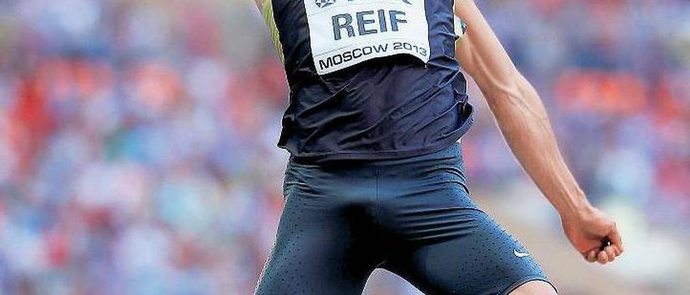 Nicht weit genug. Christian Reif sprang in Moskau auf 8,22 Meter. Foto: dpa