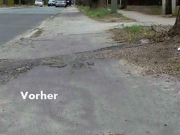 Der Radweg am Idsteiner Weg vorher und...