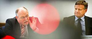 Im Clinch: Technikchef Amann und Flughafenchef Mehdorn. Dieses Mal geht es um die Teileröffnung.