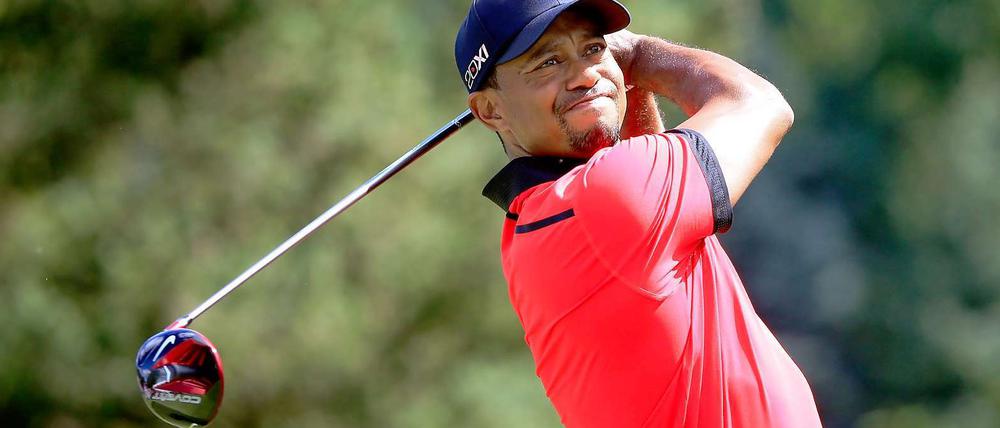 Abschlag zum Sieg. Woods feierte seinen 79. Sieg auf der US-Tour.