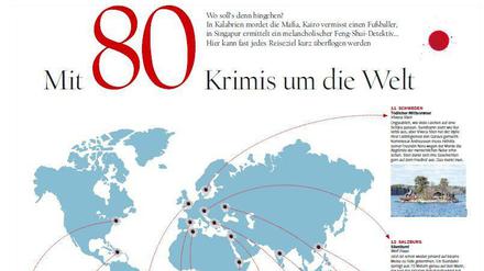 In unserem Sonntags-Magazin haben wir 80 Krimis aus verschiedensten Teilen der Welt vorgestellt. Hier sind sie einzeln zum Nachlesen.